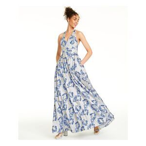 SPEECHLESS Womens Fit + Flare Full-Length Dress Blue Sleeveless Formal Juniors 0